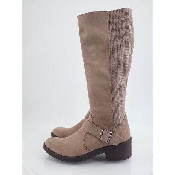 BZees Women's Olympia Knee High Boot Stretch Fabric Size 11 Tan Beige Zip Up - Picture 4 of 10